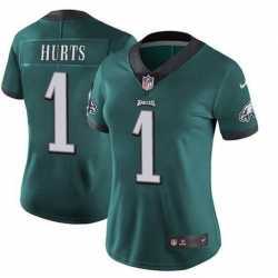 Womens Philadelphia Eagles #1 Jalen Hurts Limited Green Vapor Untouchable NFL Jersey->women nfl jersey->Women Jersey
